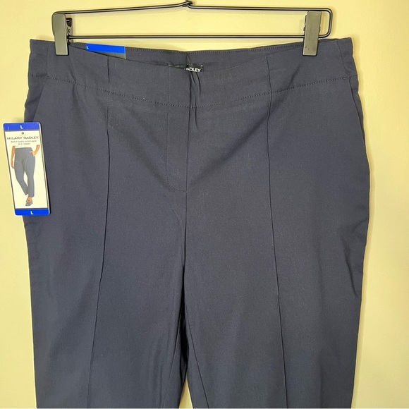 NWT Hilary Radley Women's Pull-On Mid Rise Slim Leg Pants Navy Blue size large - Picture 5 of 11